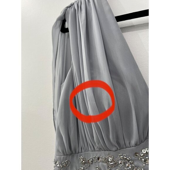 NWTD ELIZA J Size 6 Silver Beaded Zippered Tie Back Evening Gown Dress MSRP$198 - Picture 7 of 16